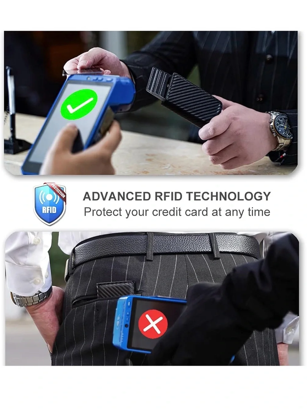 Magic Carbon Fiber RFID Wallet in Black